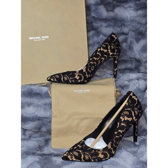 NWB Michael Kors Collection Gretel Runway lace & suede Stiletto Pumps SZ 7